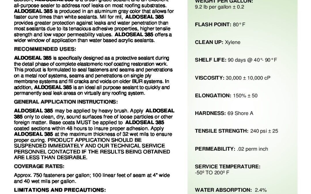 ALDOSEAL 385 Polyurethane Sealant TDS